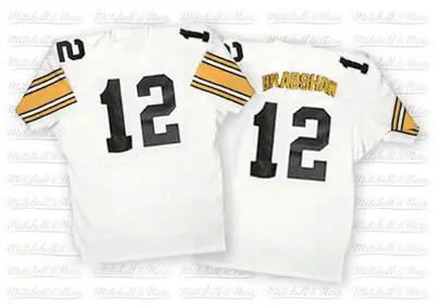 Men's Authentic Terry Bradshaw Pittsburgh Steelers White Throwback Jersey