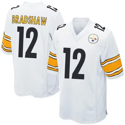 Men's Game Terry Bradshaw Pittsburgh Steelers White Jersey