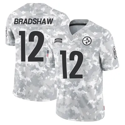 Men's Limited Terry Bradshaw Pittsburgh Steelers Arctic Camo 2024 Salute to Service Jersey