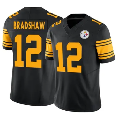 Men's Limited Terry Bradshaw Pittsburgh Steelers Black 2nd Alternate Vapor F.U.S.E. Jersey