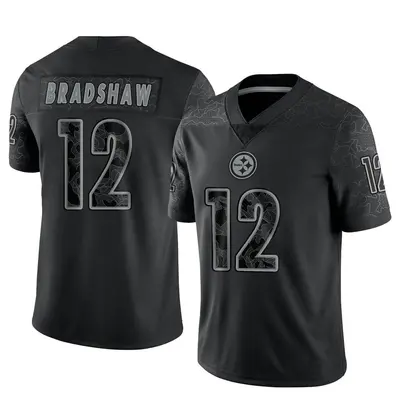 Men's Limited Terry Bradshaw Pittsburgh Steelers Black Reflective Jersey