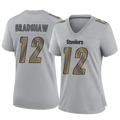 Women's Game Terry Bradshaw Pittsburgh Steelers Gray Atmosphere Fashion Jersey