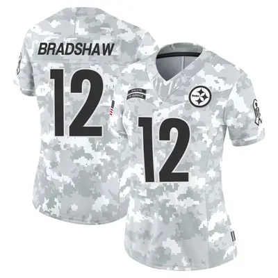 Women's Limited Terry Bradshaw Pittsburgh Steelers Arctic Camo 2024 Salute to Service Jersey